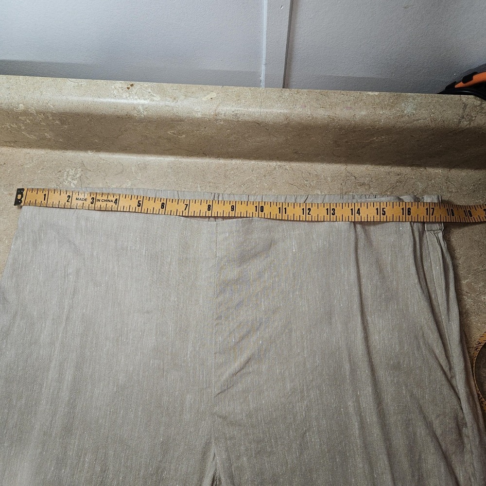 J Jill Linen Stretch Pants Women L Petite Beige Crop Straight Preppy Coastal - Picture 9 of 14